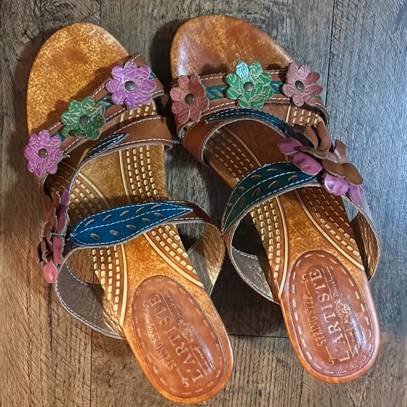 L'Artiste Spring Step Womens Lona Floral Heels Sandal - Picture 2 of 7